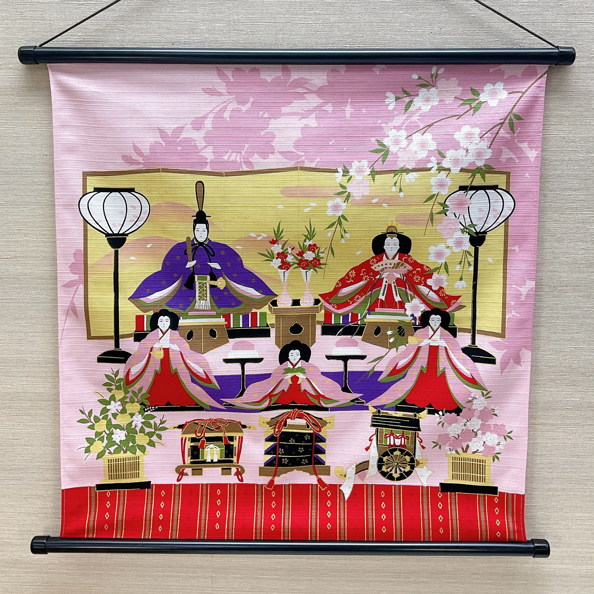 お雛様タペストリー【雛祭り】軸付きタペストリー 3月壁飾り 玄関飾り