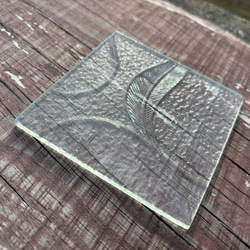 コースター 小皿 　昭和型板ガラス　レトロガラス　ツタ　みずわ　サーキット　からたち 3枚目の画像