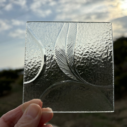 コースター 小皿 　昭和型板ガラス　レトロガラス　ツタ　みずわ　サーキット　からたち 1枚目の画像
