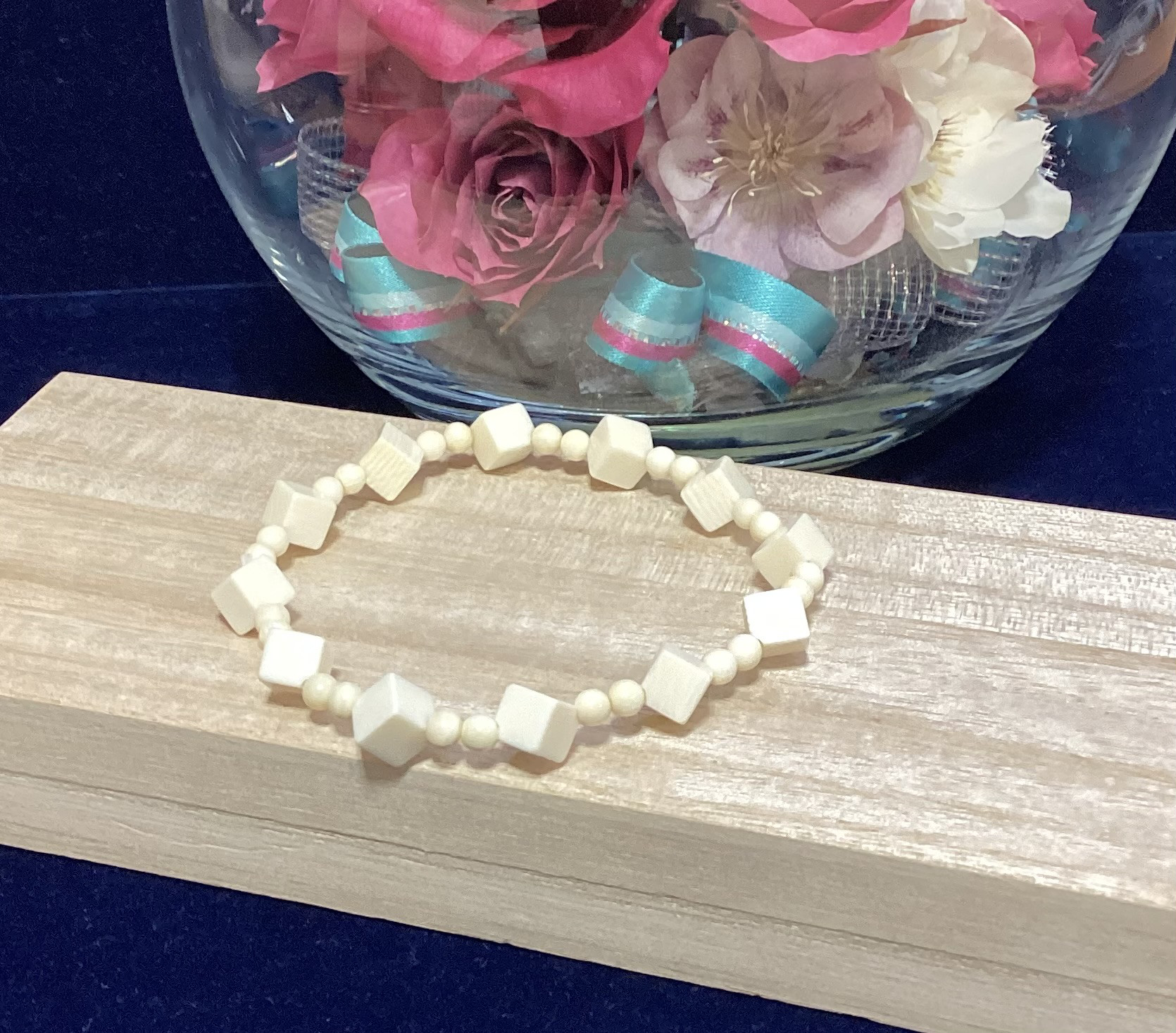 ☆本象牙ブレスレット（キューブ＆丸玉）※A-36