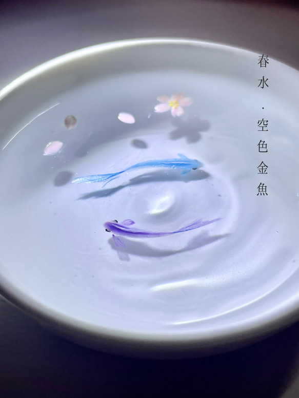 【受注製作】春水・空色金魚　プレゼント/桜/置物/春色新作2024 3枚目の画像