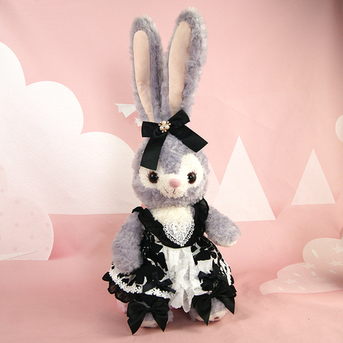 ぬいぐるみ服 ワンピース 丸襟ノースリーブ ドット 赤×黒