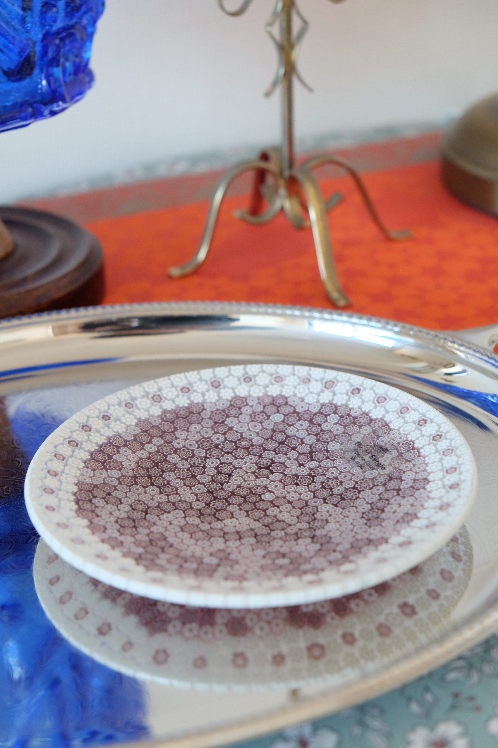 未使用】ベネチアンガラス 中皿ミルフィオリ φ108 ハンドメイド