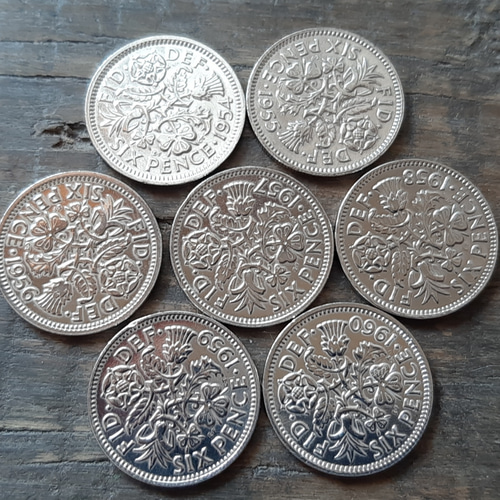 英国幸せのシックスペンス イギリス 7枚セットラッキー6ペンス