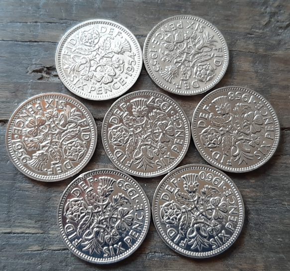 英国幸せのシックスペンス イギリス 7枚セットラッキー6ペンス