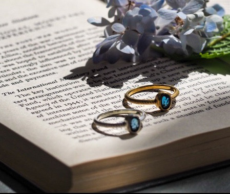 ロンドンブルートパーズのantiqueなミル打ちリング・silver925/送料無料