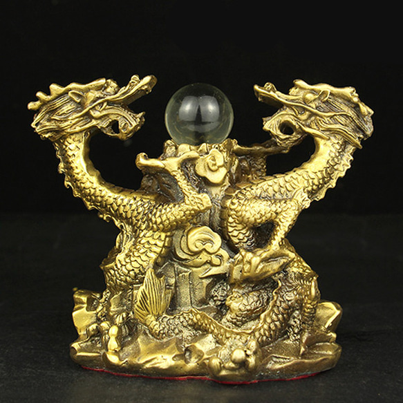 大人気 風水龍 双龍の置物 双龍 玉付き 干支 辰 龍 その他置物