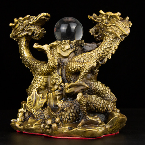 大人気 風水龍 双龍の置物 双龍 玉付き 干支 辰 龍 その他置物