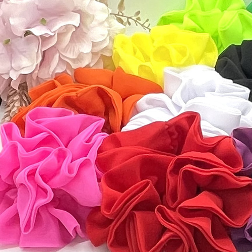 ハンドメイド シュシュ 3128（梨地ジョーゼット） （✿白♡推し活や  