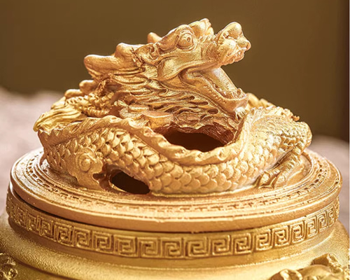 龍と鳳凰香炉 玄関飾り干支 辰年 縁起物 龍 ドラゴン 置物樹脂三脚香炉