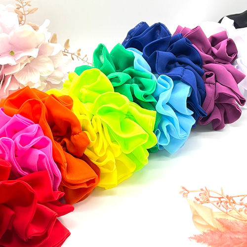 ハンドメイドシュシュM-3686♡花柄ジョーゼット♡ ハンドメイドシュシュM-3686♡花柄ジョーゼット♡