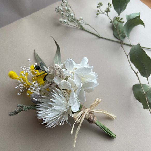 コサージュ 〜 ミモザ × アジサイ 〜 2枚目の画像