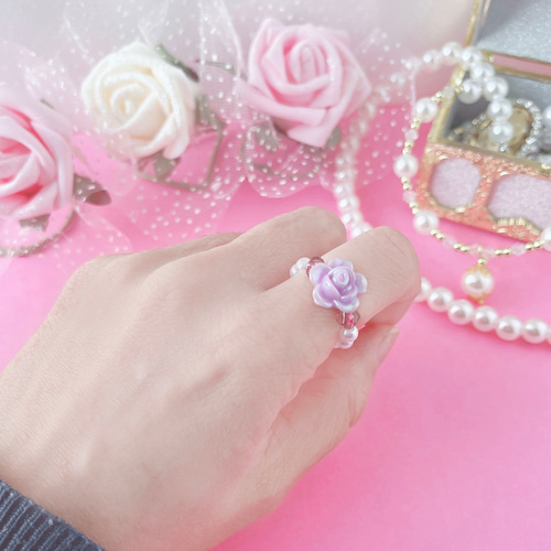 プチプラ♡送料無料】薔薇とパールのリング 可愛い/指輪/地雷系/量産型 