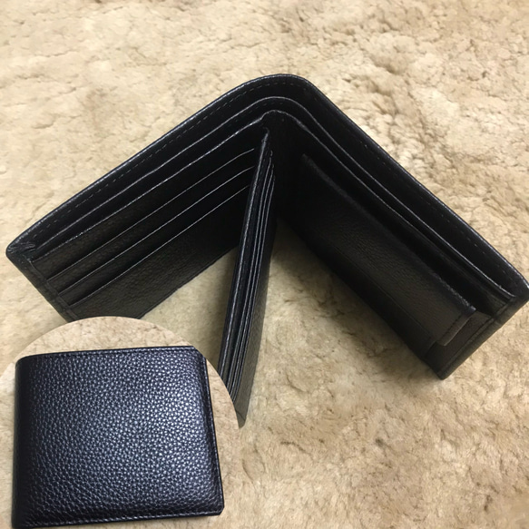 【イタリアンレザー】 ミニ財布 （ 黒 ）【 ハンドメイド 】 新作品 数量限定 黒 イタリアンレザー メンズ 牛革本革