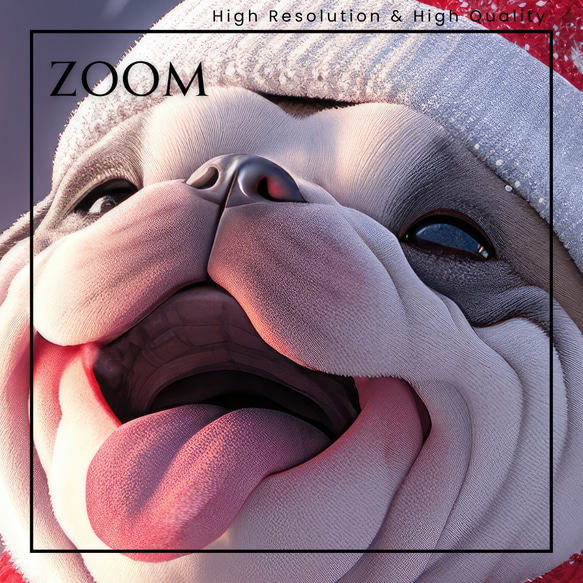 【クリスマスの朝 - ブルドッグ犬の子犬 No.1】A2アートポスター 犬の絵 犬の絵画 犬のイラスト 3枚目の画像