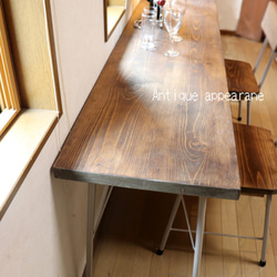 高さh800　W1500×D460 ハイカウンターテーブル　鉄色 サンディーブラウン　カウンターテーブル　 3枚目の画像