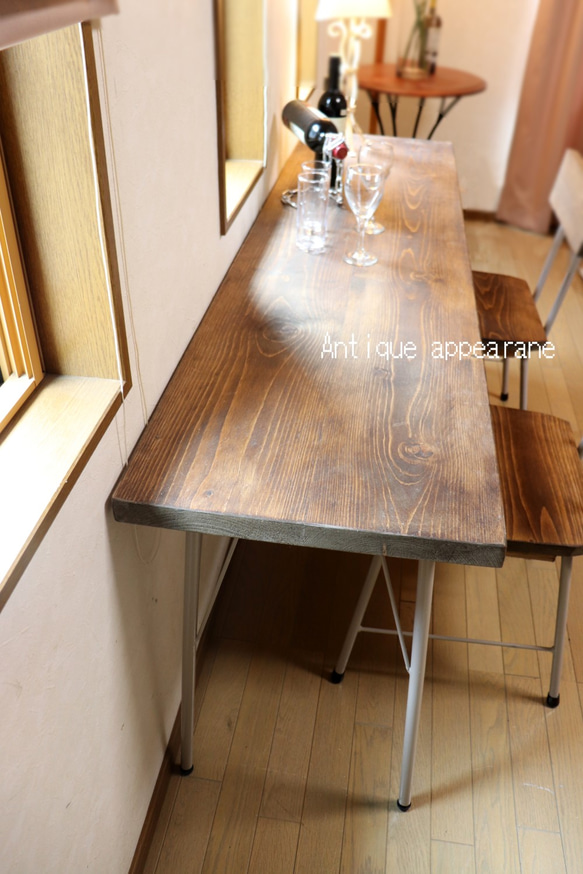 高さh800　W1500×D460 ハイカウンターテーブル　鉄色 サンディーブラウン　カウンターテーブル　 3枚目の画像