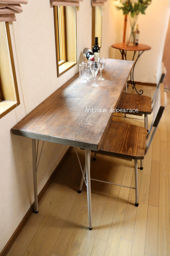 高さh800　W1500×D460 ハイカウンターテーブル　鉄色 サンディーブラウン　カウンターテーブル　 2枚目の画像