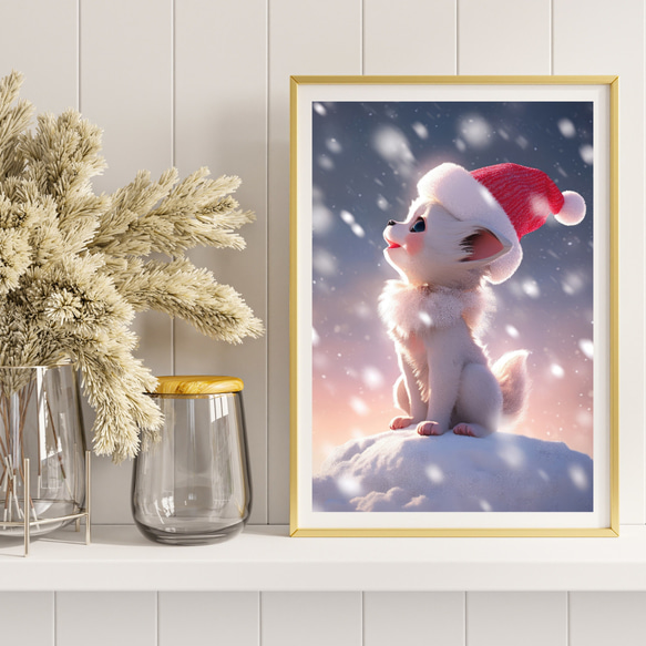 【クリスマスの朝 - チワワ犬の子犬 No.1】A2アートポスター 犬の絵 犬の絵画 犬のイラスト 10枚目の画像