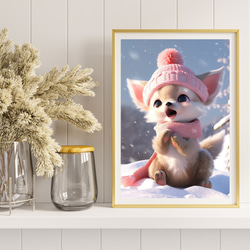 【クリスマスの朝 - チワワ犬の子犬 No.2】A2アートポスター 犬の絵 犬の絵画 犬のイラスト 10枚目の画像