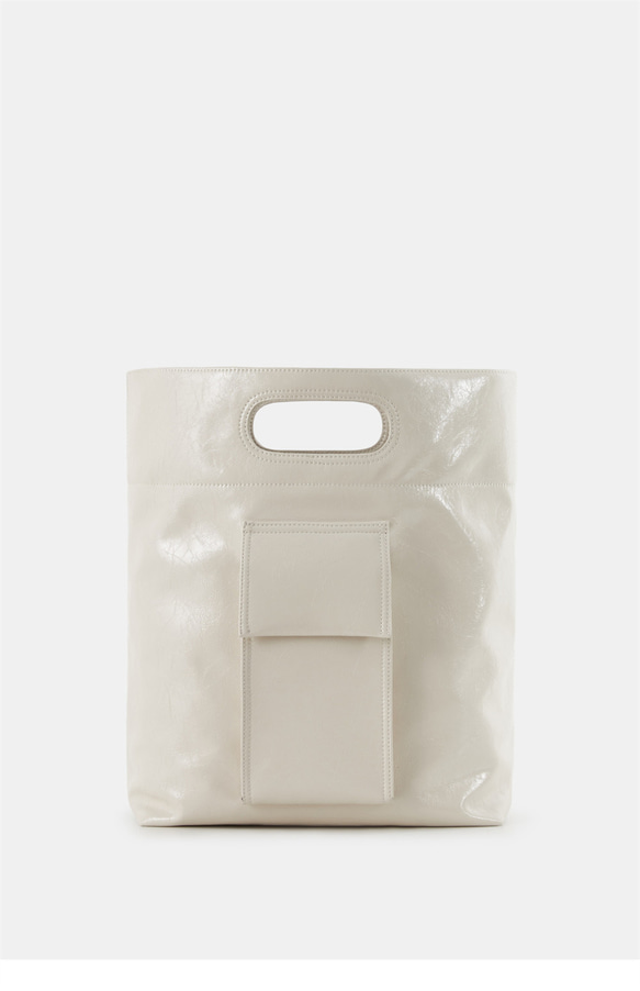 米白色 信封馬丁包 5色 軟油蠟牛皮 大容量立體信封托特包 第13張的照片