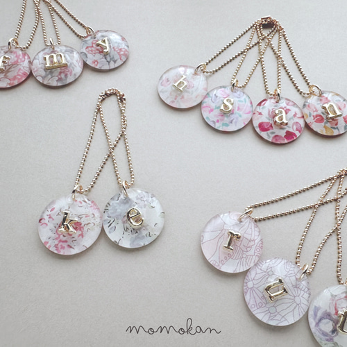 イニシャルキーホルダー キーリング リバティ生地×ゴールド 雑貨  