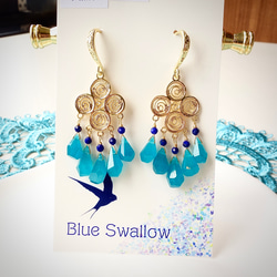 天然石ピアス】クリスタル・ジャスミンカービング ピアス（フック