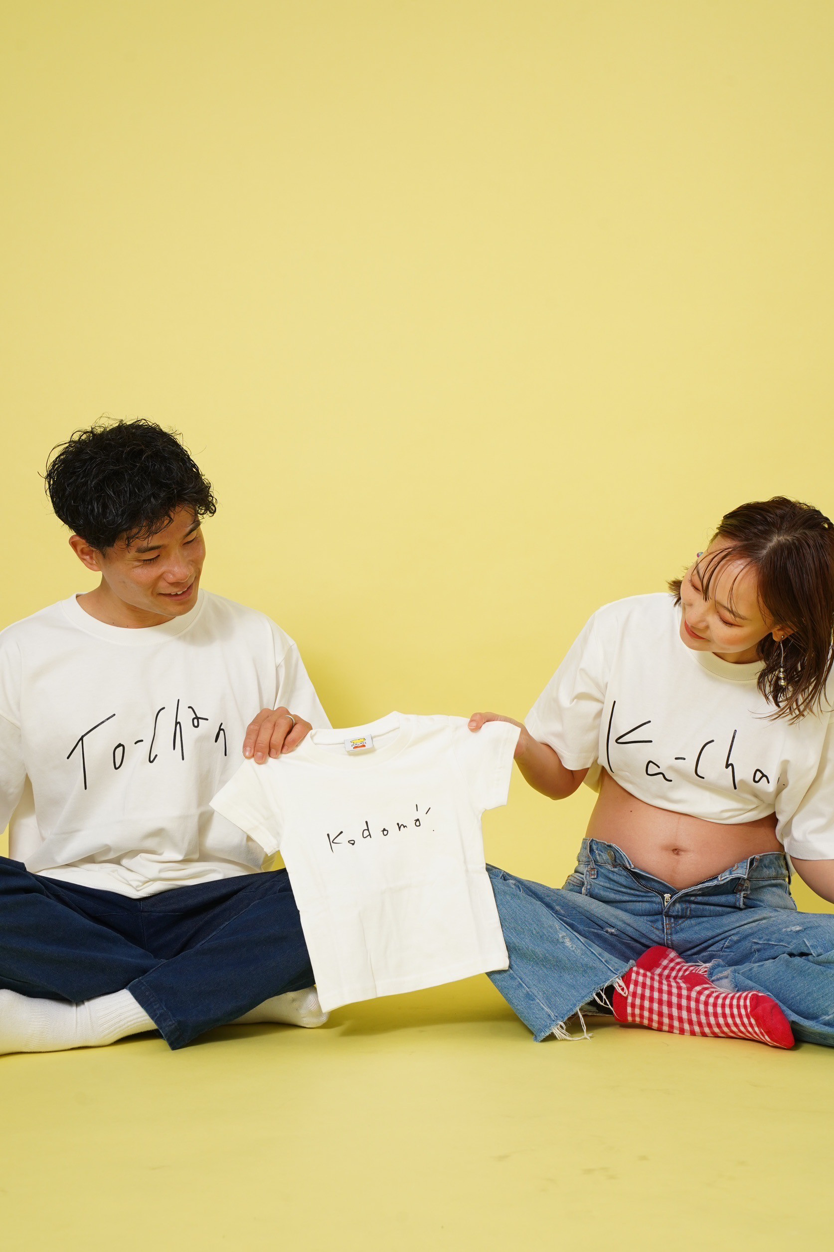 父ちゃん&母ちゃんTシャツ2枚セットWhite