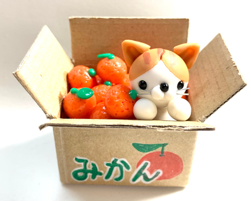 ☆いっぱいみかんと猫ちゃん(受注生産) 樹脂粘土 置物 その他