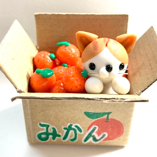 ☆いっぱいみかんと猫ちゃん(受注生産) 樹脂粘土 置物 その他置物 おり