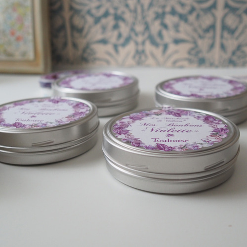 スミレの花の形のキャンディ缶 ラスト1個♪ 保存容器・キャニスター