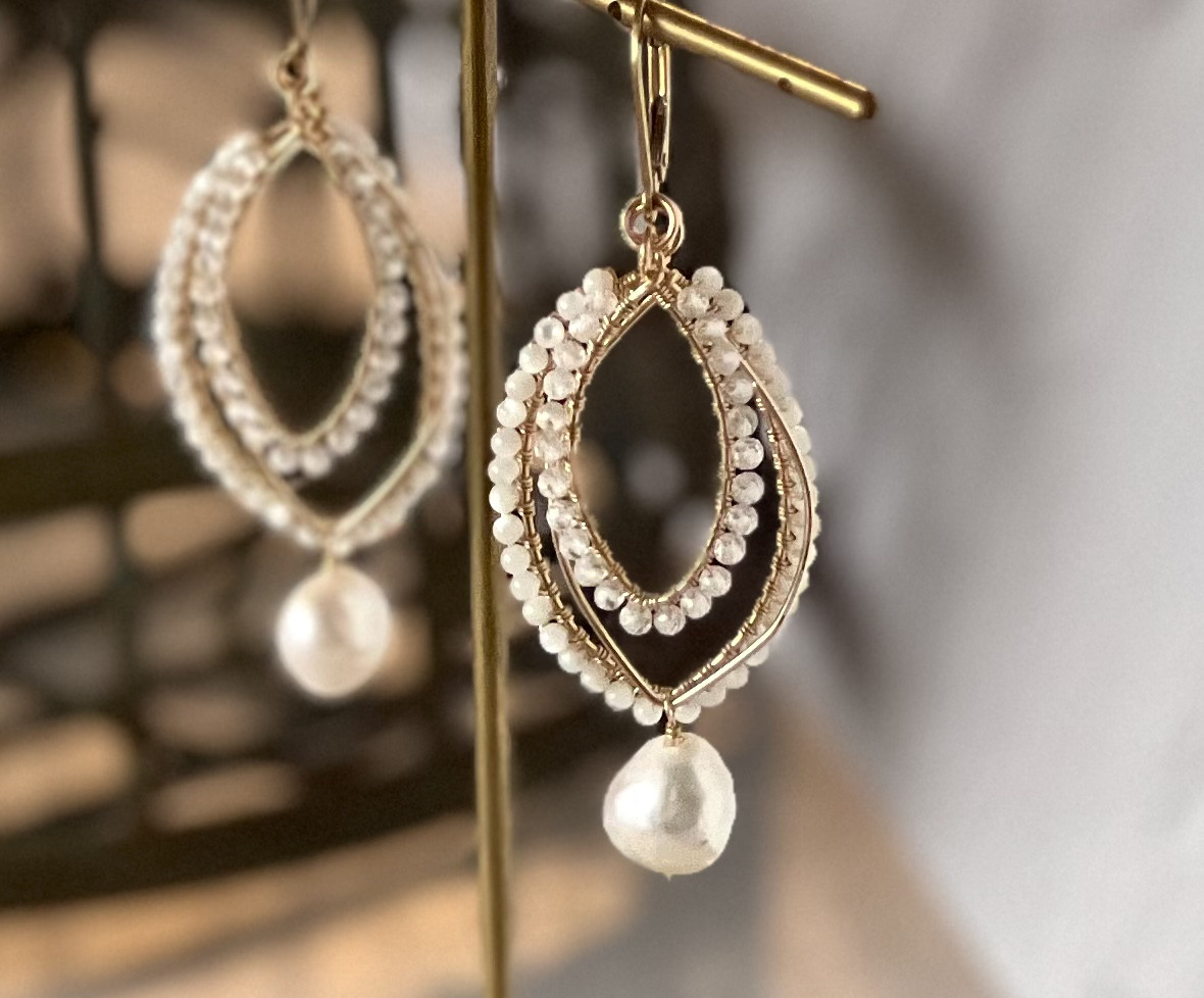 【再販】マーキス 着せ替えチャーム/ピアス/イヤリング【バロックパール＆トパーズ＆マザーオブパール】14kgf