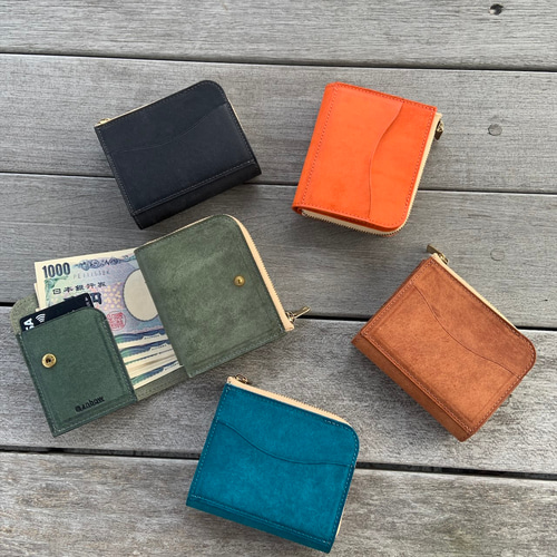 お札を折らない手のひらミニ財布 イタリアンレザー《ブラウン》 二