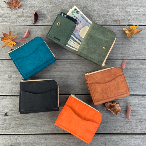 お札を折らない手のひらミニ財布 イタリアンレザー《ブラウン》 二