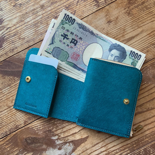 お札を折らない手のひらミニ財布 イタリアンレザー《ブラウン》 二