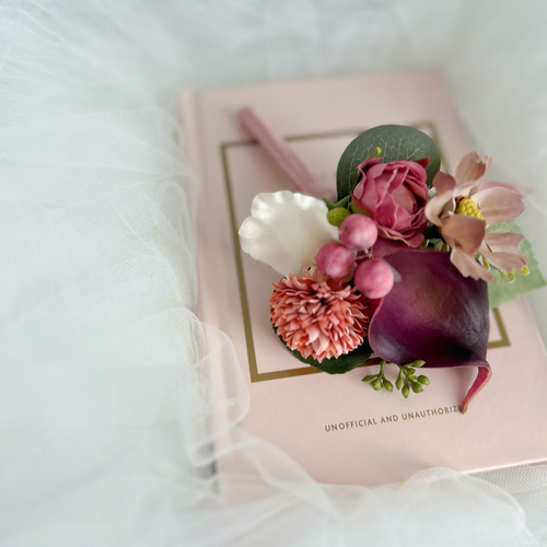 即納OK！胡蝶蘭とチューリップの大人ピンク海外風ブーケ