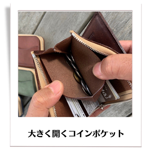 お札を折らない手のひらミニ財布 イタリアンレザー《オレンジ