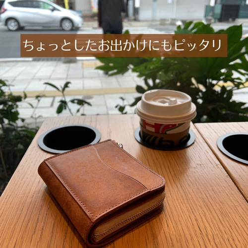 お札を折らない ミニ財布(ターコイズ)【送料無料】イタリアン