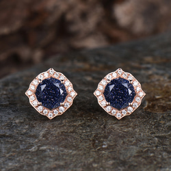 9月の誕生石ブルーサファイアピアス ユニークなモアッサナイトハロー