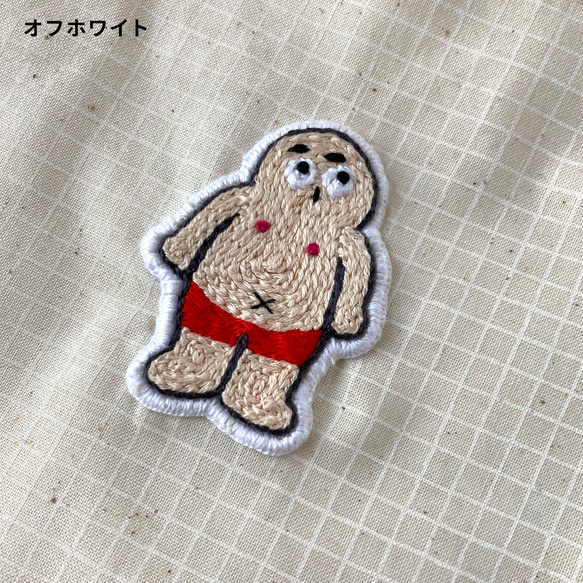 【 手刺繍 】肩掛け フラット トート バッグ (おじさん) / 軽量 / サブバッグ / ぺたんこ / A4 2枚目の画像