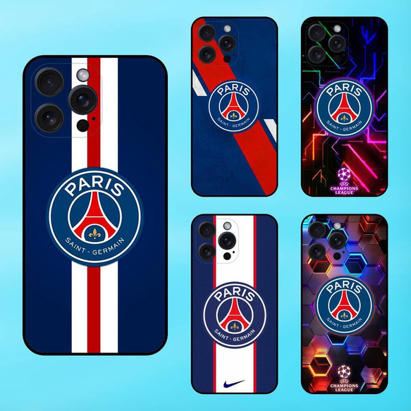 PSG パリ サンジェルマン フットボール クラブの黒い縁取りの iPhone 15 Pro Max 用電話ケース 4枚目の画像