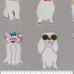 コットンリネン生地　114cm x 90cm  Dogs with glasses 3枚目の画像