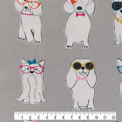 コットンリネン生地　114cm x 90cm  Dogs with glasses 4枚目の画像