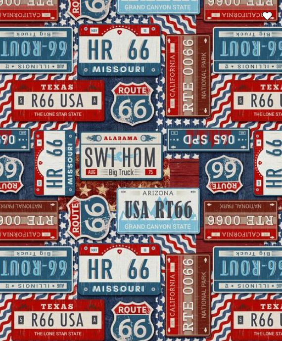 Route 66 Americana License Plate 110cm x 90cm　USAコットン