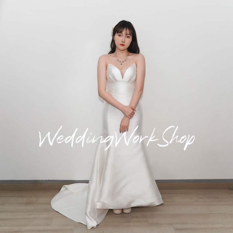 大好きです  パーティー ウェディングドレス  短トレーン マーメイドライン  E0010