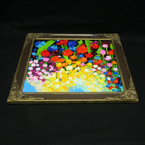 油絵 油彩 油彩画 絵 絵画【colorful flower garden】 絵画 HR