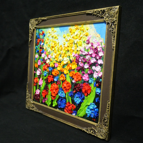 油絵 油彩 油彩画 絵 絵画【colorful flower garden】 油絵 油彩 油彩画 絵 絵画 【flower garden】