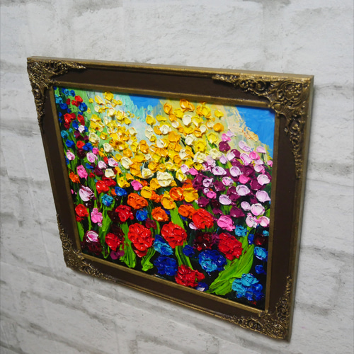 油絵 油彩  絵画 【giardino fiorito colorato
】 西洋シャクナゲ」 油彩 F3号 