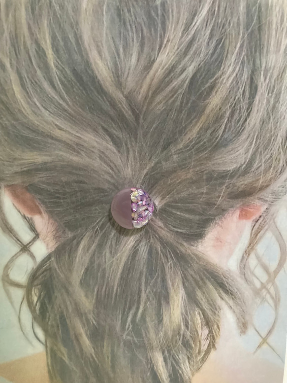 くすみカラー シェル ヘアゴム 2本セット レジン ヘアアクセサリー ハンドメイド カラーシェル 17枚目の画像