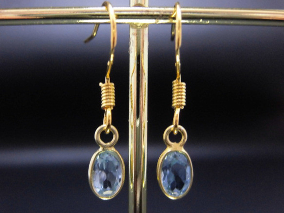 [Silver925] 優雅寶石品質天藍色托帕石耳環 632 第5張的照片